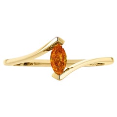 0.19 carat Fancy Vivid Yellowish Orange Diamond Marquise cut Gold 18K Ring