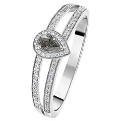 1.02 carat Fancy Gray Diamond Pear shape White Gold 18K Ring