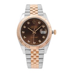 Rolex Datejust 41 Steel 18K Rose Gold Chocolate Diamond Dial Men’s Watch 126331