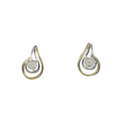 Diamond Ear Stud 14k Solid Gold Designer Wedding Earring