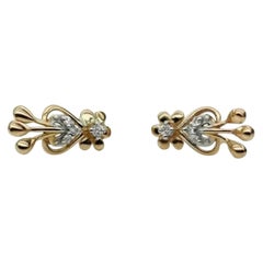 Flower Earring 14k Solid Gold Diamond Floral Studs Earrings Birthday Ear Gift