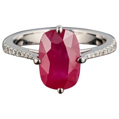 Certified 4.06 Carat Burma Ruby and Diamond Engagement Ring