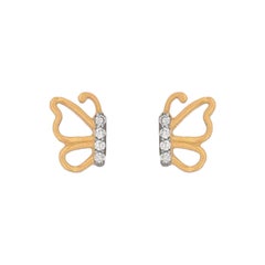 14K Solid Gold Butterfly Studs Dainty Butterfly Ear Studs Gold Cute Earrings.