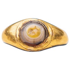 Ancient Roman Gold Mens Signet Ring Conical Intaglio Ring Gem Carving