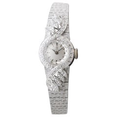 Omega 14Kt Solid White Gold Ladies 1950's Dress Watch with 1 Carat of Diamonds