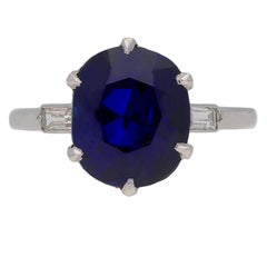 Boucheron Paris Solitaire Natural Unenhanced Burmese Sapphire Diamond Ring