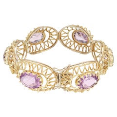 5.40 Carat Oval Amethyst Gold Hinged Bracelet