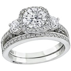 Tacori GIA 1.10 Carat Diamond Engagement Ring and Eternity Band Set