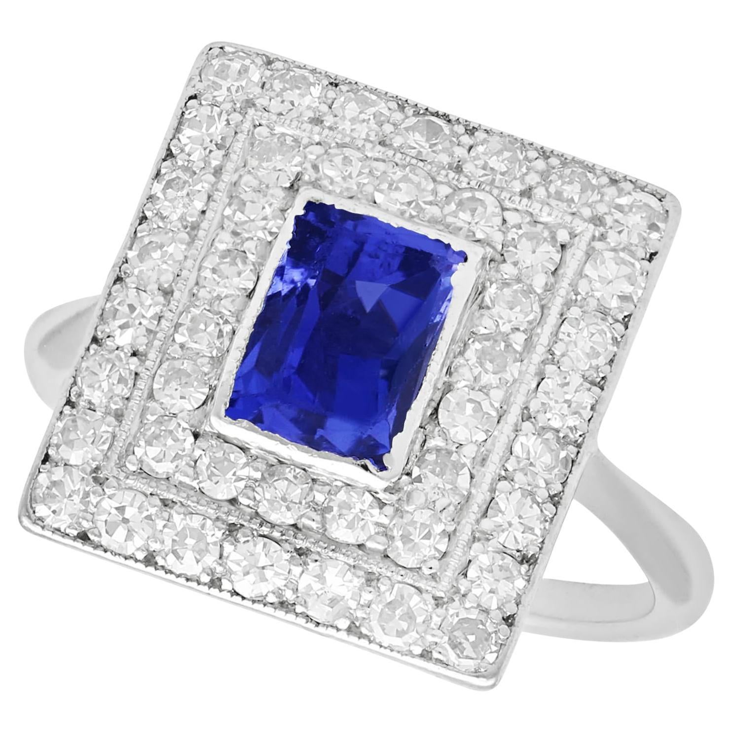 1940s Tanzanite and Diamond White Gold Cocktail Ring