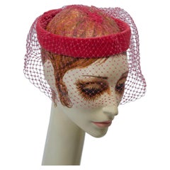 1960s Pink Velvet and Net Fascinator