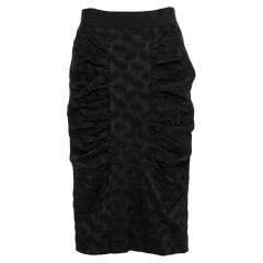 Dolce & Gabbana Black Jacquard Draped Detail Pencil Skirt L