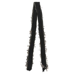 Saint Laurent Black Silk Silver-Tone Charm Detail Skinny Lavalliere Scarf