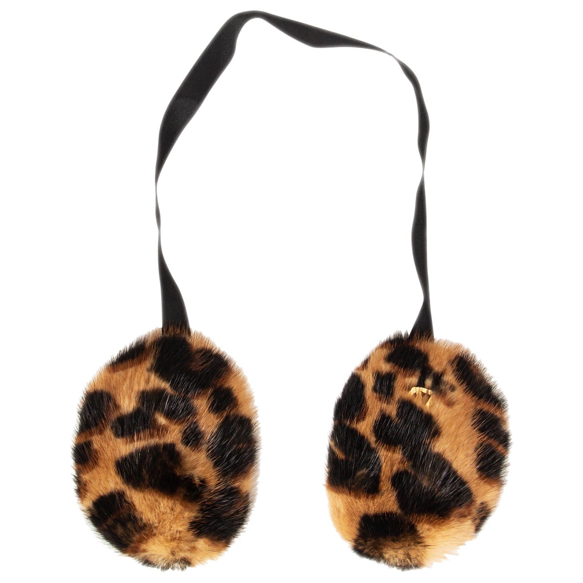 LOUIS VUITTON beige LEOPARD FUR Earmuffs