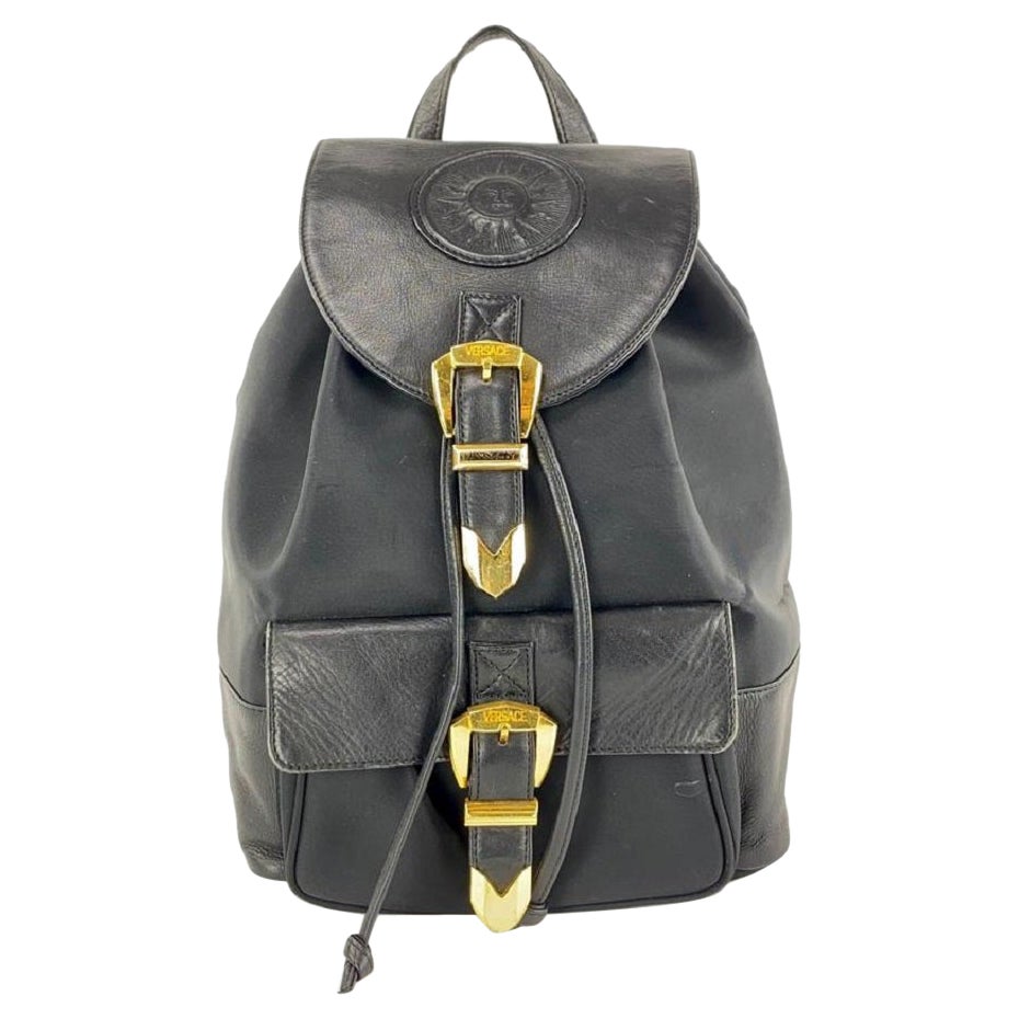 Versace Black Leather Sun Backpack 861079