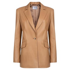 Verheyen London Chesca Oversize Blazer in Camel Leather - Size 10