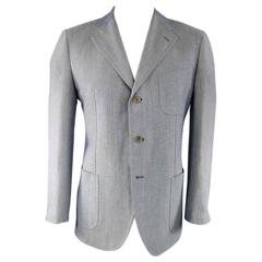 LUIGI BORRELLI 44R Blue Blended Wool Sports Jacket