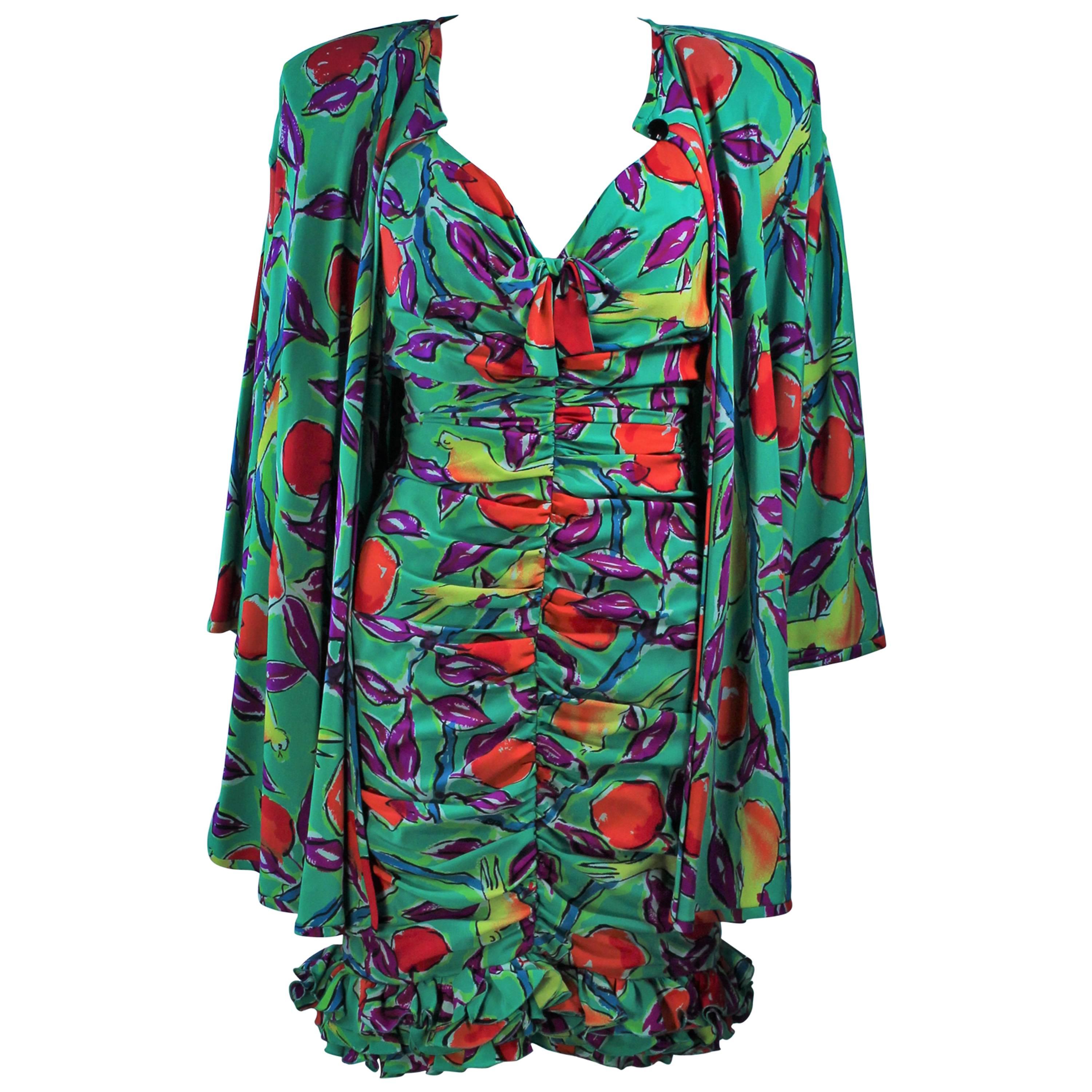 EMANUEL UNGARO Silk Cocktail Dress with Coat Size 8