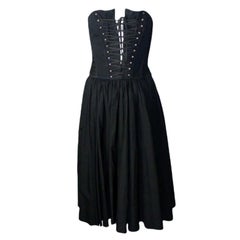 DOLCE & GABBANA Black Hourglass Boned Corset Lace Up Dress 42