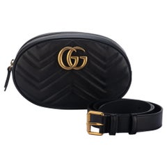 Gucci New Black Gold Marmont Fanny Pack