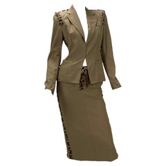  Tom Ford for Yves Saint Laurent SS 2002 Safari Blazer and Skirt Suit Fr 36 US 4