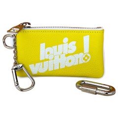 LOUIS VUITTON Pochette Cle Yellow Leather Key Chain Wallet Bag Charm Tiny Clutch