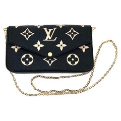 LOUIS VUITTON Crossbody Felicie Pochette Empreinte Giant Monogram Beige Black 