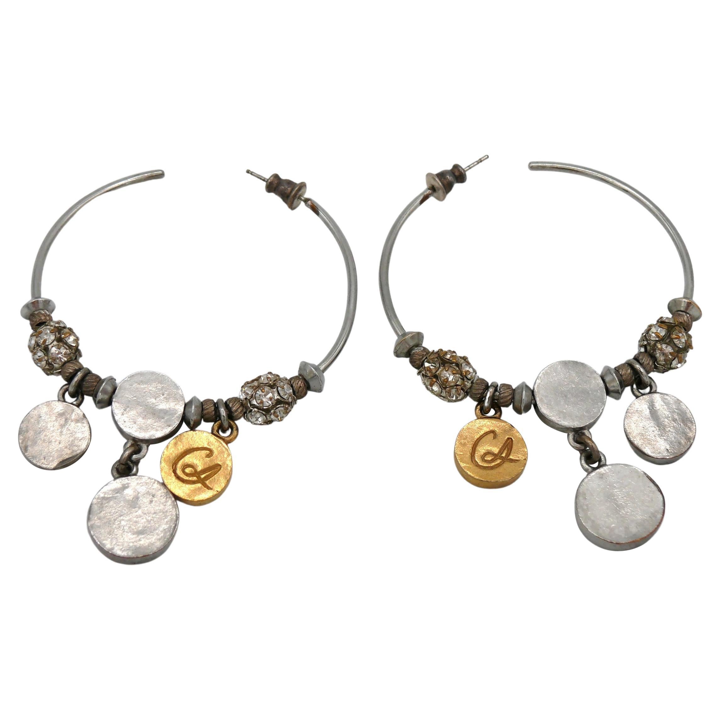 CHRISTIAN LACROIX (Attributed To) Vintage Charm Hoop Earrings