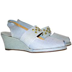 40s Light Blue Canvas Wedges