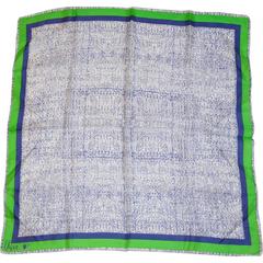 Vera Navy Green & White Silk Scarf