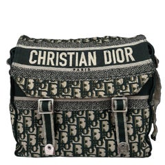 Dior Diorcamp Jacquard Oblique Green Canvas Shoulder Bag 