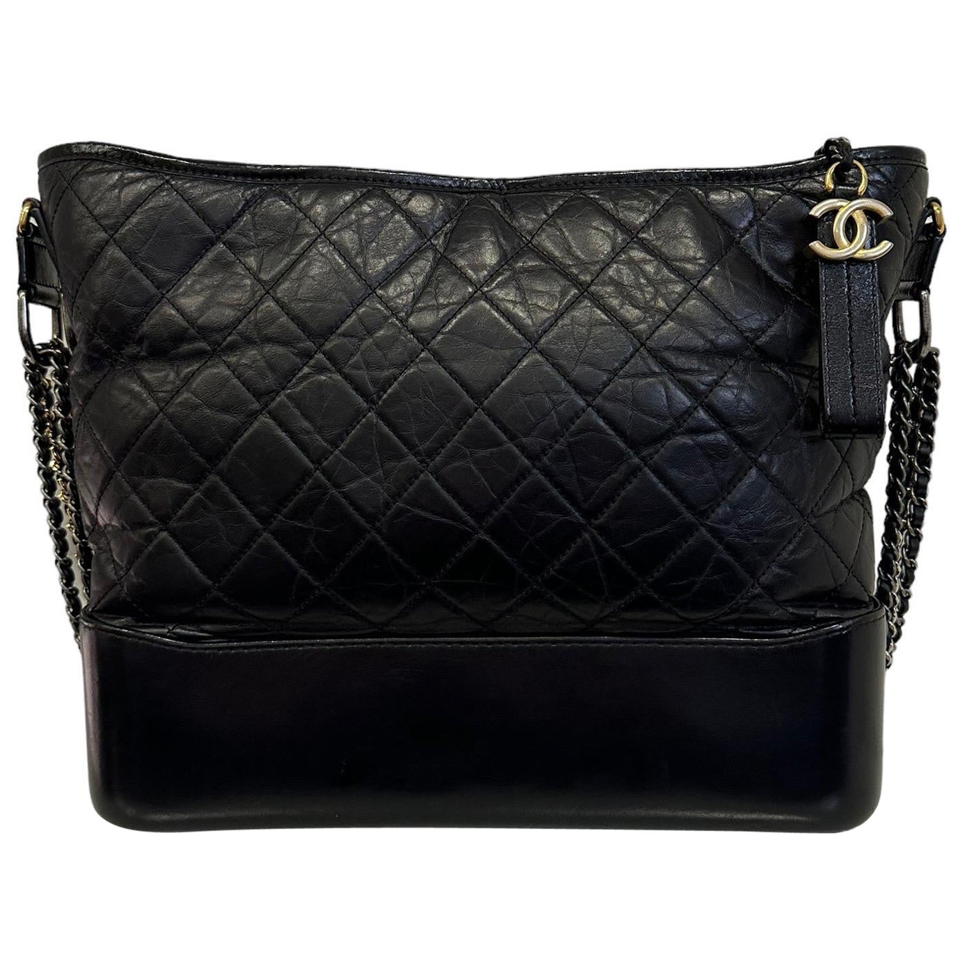 2018 Chanel Gabrielle Maxi Black Leather Top Shoulder Bag