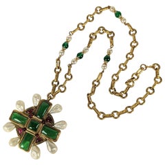 Important Coco Chanel Elaborate Byzantine Crucifix Necklace