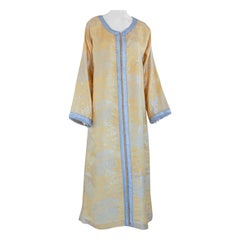 1970 Metallic Gold und Silber Brokat Maxikleid Kaftan Kleid Kaftan