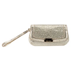 Jimmy Choo Silver Glitter Clutch Bag