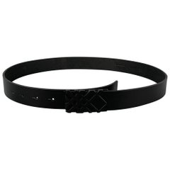 BURBERRY Size 35 Black Leather Belt