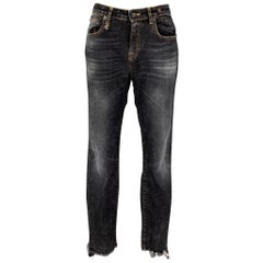 R13 Size 30 Indigo Cotton Blend Distressed Jeans