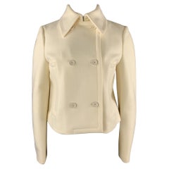 MICHAEL KORS Size 12 Cream Virgin Wool Double Breasted Jacket