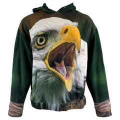 R13 Size S Green White Yellow Eagle Print Cotton Hoodie Sweatshirt