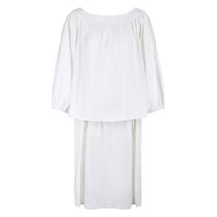 1975 Yves Saint Laurent Runway White Cotton Skirt and Top Set