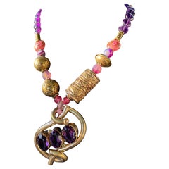 LB offers Victorian English Gold filled Amethyst pendant necklace Glass Brass