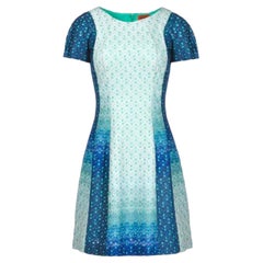 NEU Missoni Metallic Seafoam Blaues Häkelstrick-Cocktailkleid 40