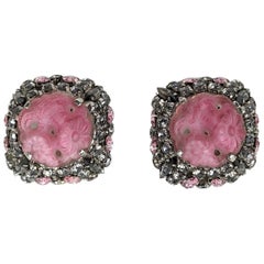 Roger Jean Pierre Molded Pate de Verre Earring