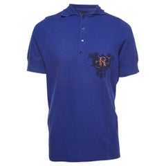 Roberto Cavalli Purple Logo Embroidered Cotton Polo T-Shirt XXXL