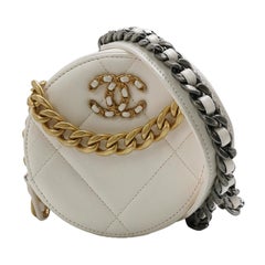 Chanel 19 Round White Cannage Leather bag