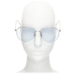 LINDA FARROW LFL624/6 blue lens silver cut out aviator sunglasses