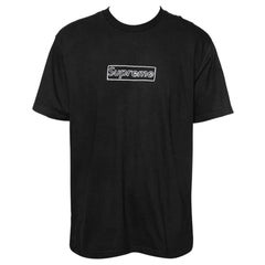 Supreme Black Cotton Logo Printed Crew Neck T-Shirt L