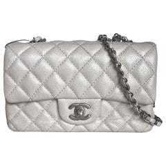 Chanel Classic Flap Rectangular Mini Off White Caviar Leather Crossbody Bag