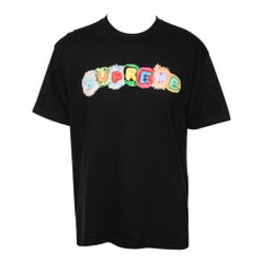 Supreme Black Logo Printed Cotton Short Sleeve T-Shirt L