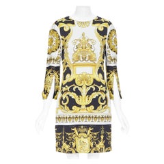 VERSACE Signatur Barockes Cherub Medusa bedrucktes Viskose-Shiftkleid IT38 XS