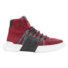 VERSACE red suede Medusa emblem nastro logo ribbon high top sneakers EU40